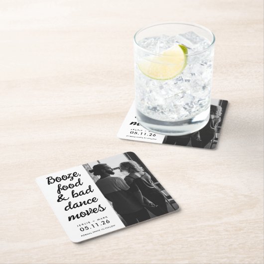 Bad Dance Moves おもしろい Wedding Save the Date スクエアペーパーコースター (インサイチュ)