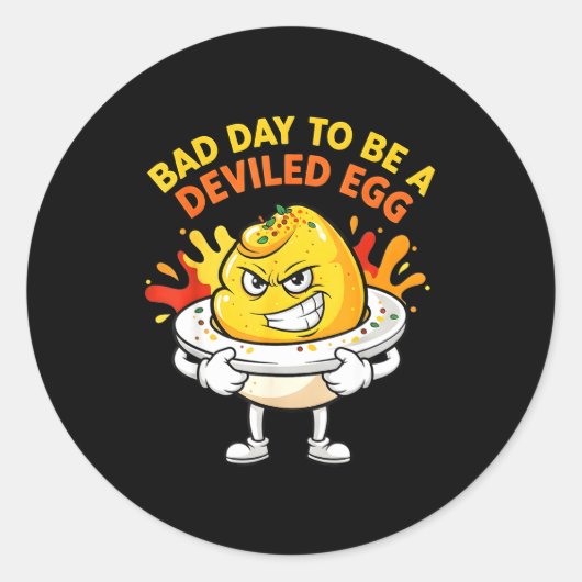 Bad Day To Be A Deviled Egg Funny Thanksgiving Din ラウンドシール (正面)