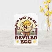 Bad Day To Be A Deviled Egg Funny Thanksgiving Egg カード (黄色い花)