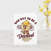 Bad Day To Be A Deviled Egg Funny Thanksgiving Egg カード (黄色い花)