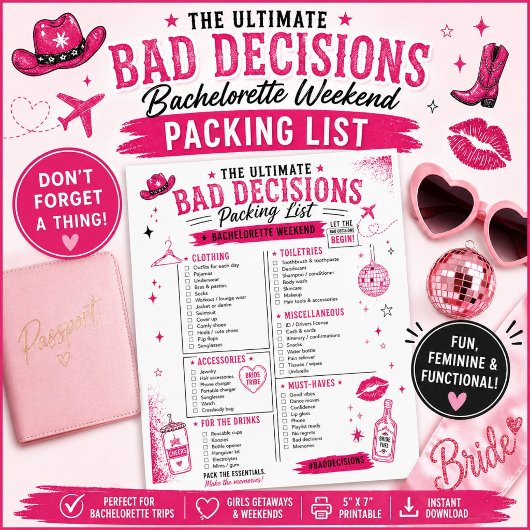 Bad Decisions Bachelorette Packing List