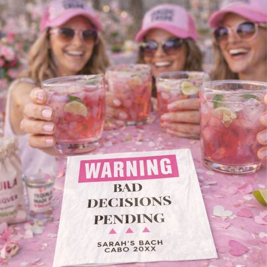 Bad Decisions Pending | Personalized Bachelorette  スタンダードカクテルナプキン