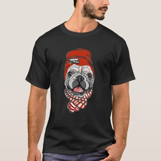 Bad Dog French bulldog Tシャツ (正面)