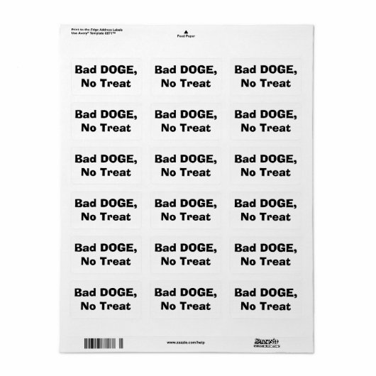 Bad DOGE, No Treat ラベル (フルシート)