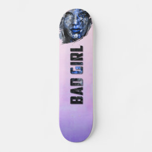 Bad Girl Pink Blue Gray スケートボード