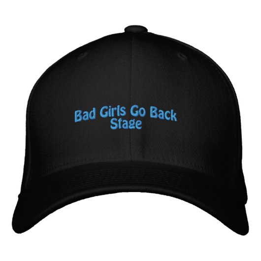 Bad Girls Go Backstage 刺繍 ブラックキャップ 刺繍入りキャップ (正面)