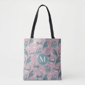 Bad Gray Tabby Cats Noking Over & Monogram トートバッグ (正面)
