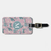 Bad Gray Tabby Cats Noking Over & Monogram ラゲッジタグ (正面横)