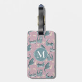 Bad Gray Tabby Cats Noking Over & Monogram ラゲッジタグ (裏面縦)