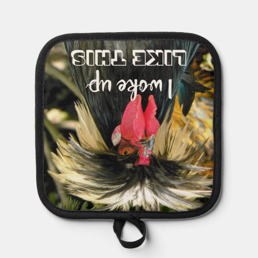 Bad Hair Day Funny Chicken Meme 鍋敷き (正面)