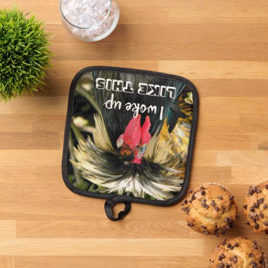 Bad Hair Day Funny Chicken Meme 鍋敷き (トップダウン)