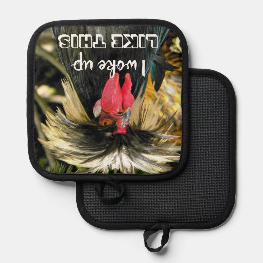 Bad Hair Day Funny Chicken Meme 鍋敷き (正面/裏面)