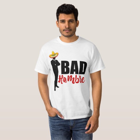 Bad Hombre Silhouette and Sombrero Tシャツ (正面フル)