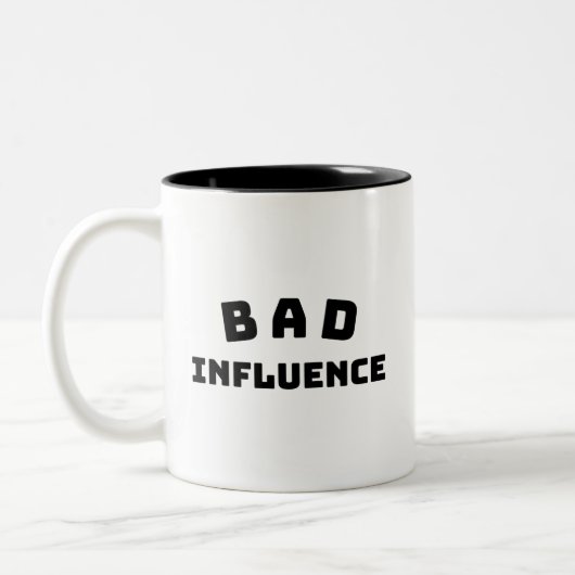 BAD Influence Classic Mug – Bold Black Typography  ツートーンマグカップ (左)