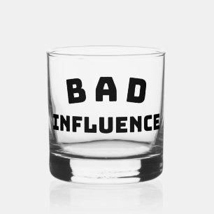 BAD Influence Rocks Glass – 大胆なブラックタイポグラフィ ウイスキーグラス