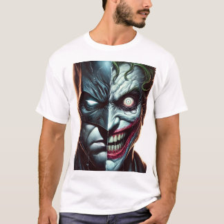 Bad Joke Split Face Duality Art Tシャツ