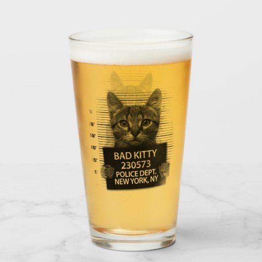 Bad Kitty Cat Police Prestance Photo おもしろい Beer タンブラーグラス (ドリンク正面)