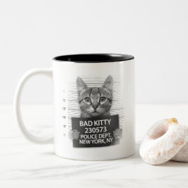 Bad Kitty Cat Police Stance Photo おもしろい Coffee Mug ツートーンマグカップ