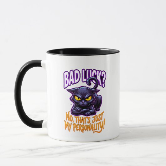 Bad Luck Black Cat Personality Funny Sarcastic マグカップ (左)