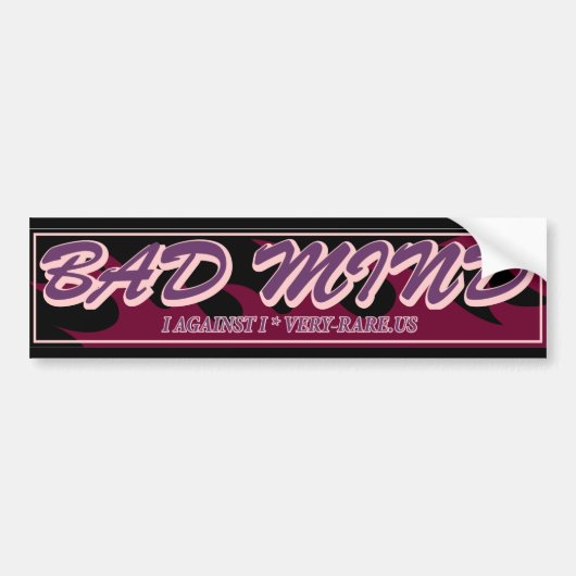 Bad Mind Flamingバンパーステッカー – ブラック/パープル バンパーステッカー (正面)