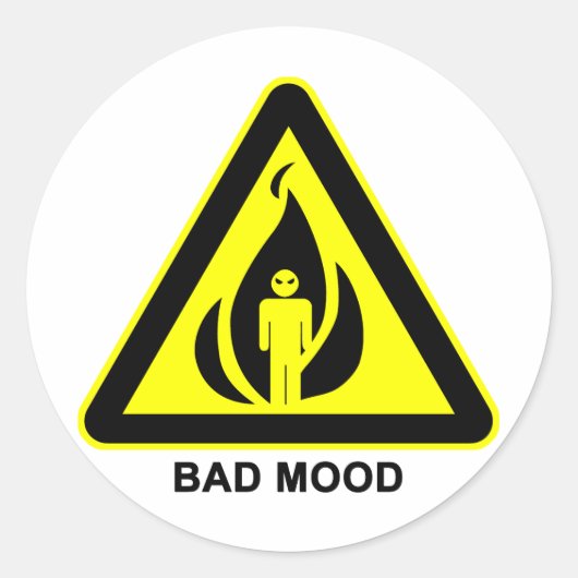 Bad Mood Warning Signシール ラウンドシール (正面)