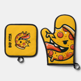 bad pizza funny food pepperoni italian 鍋つかみ&鍋敷きセット