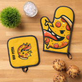 bad pizza funny food pepperoni italian 鍋つかみ&鍋敷きセット (トップダウン)