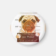 Bad Puggy aimant rond