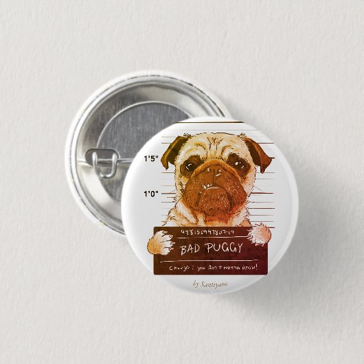 Bad Puggy badge rond 缶バッジ (正面&裏面)