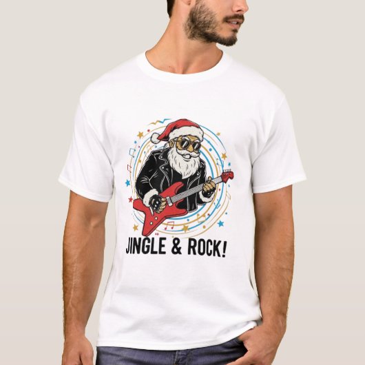 Bad Santa Rock and Roll Christmas Holiday Shirt Tシャツ (正面)