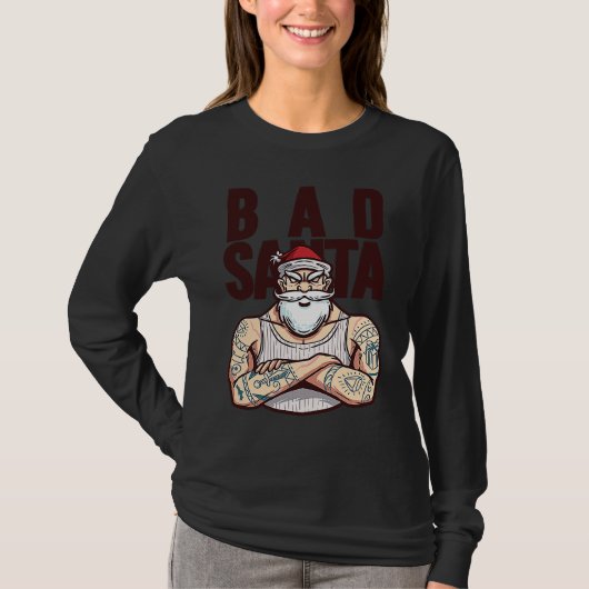 Bad tattoo santa christmas tシャツ (正面)
