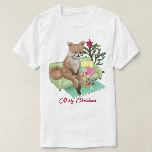 Bad TaxidermyキツネクリスマスTシャツ Tシャツ (デザイン正面)