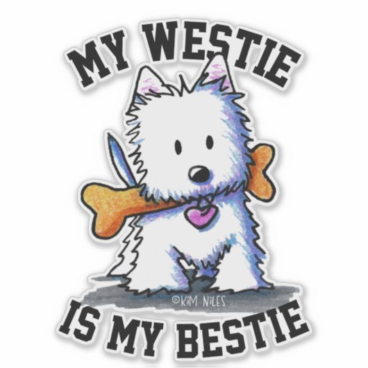 Bad To The Bone Westie Sticker シール (正面)