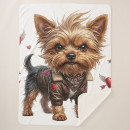 Bad to the Bone Yorkie Valentine Sherpa Blanket シェルパブランケット