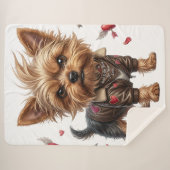 Bad to the Bone Yorkie Valentine Sherpa Blanket シェルパブランケット (正面(横))