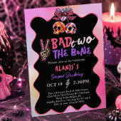 Bad Two The Bone ピンク パープル ガール 2歳の誕生日 招待状