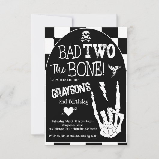 Bad TWO the Bone 2nd Birthdayパーティー 招待状 (正面)