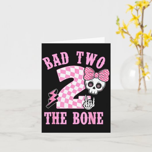 Bad Two The Bone Birthday 2 Years Old Nk Checkered カード (黄色い花)