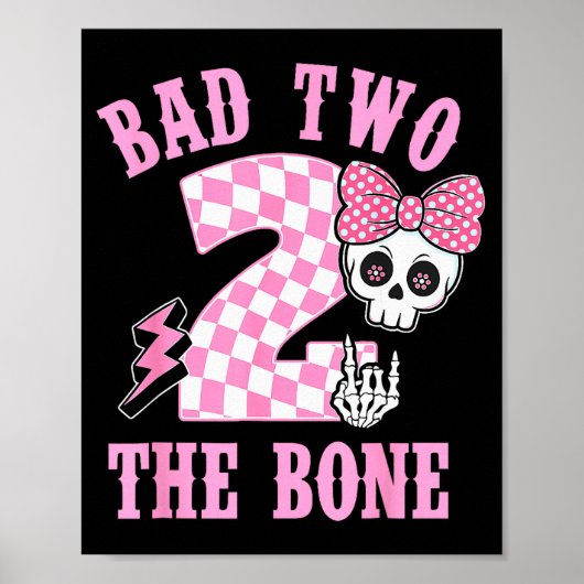 Bad Two The Bone Birthday 2 Years Old Nk Checkered ポスター (正面)