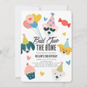 Bad Two the Bone Dogs Balloons 2nd Birthday 招待状 (正面)