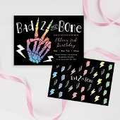 Bad TWO the Bone Girls パステルレインボー 2歳の誕生日 招待状
