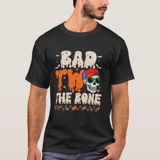 Bad Two the Bone Halloween Boy Toddle 2nd Birthday Tシャツ (正面)