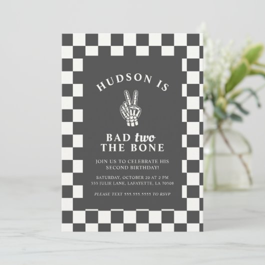 Bad TWO The Bone Second Birthday Invitations 招待状 (スタンド正面)