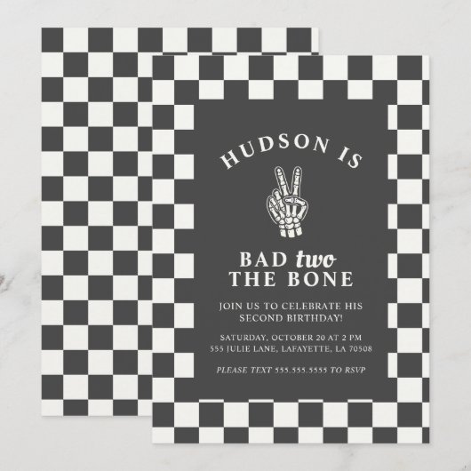 Bad TWO The Bone Second Birthday Invitations 招待状 (正面/裏面)