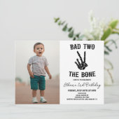 Bad Two The Bone Skeleton Photo 2nd Birthdayパーティー 招待状 (スタンド正面)