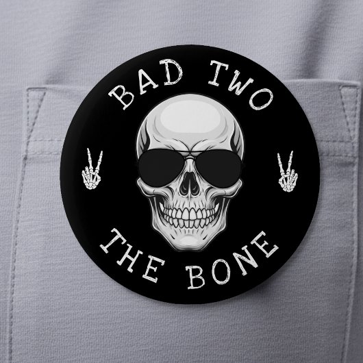 Bad Two the Bone Skeleton Skull 2nd Birthday Party 缶バッジ