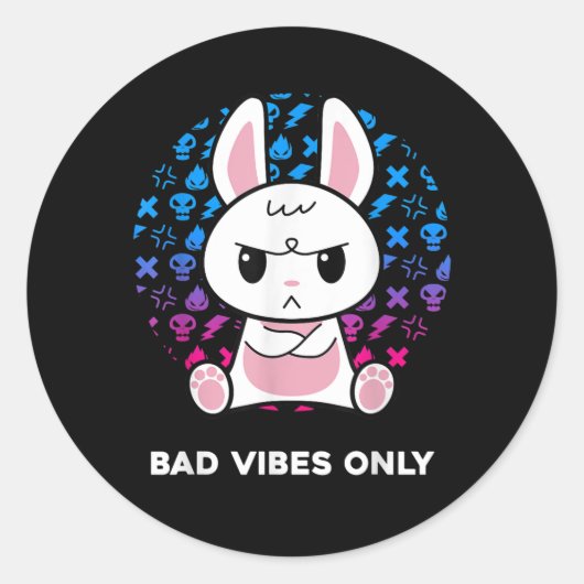 Bad Vibes Only ラウンドシール (正面)