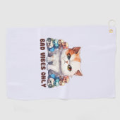 Bad Vibes Only – 激しい猫とスカルゴシックデザイン ゴルフタオル (横)