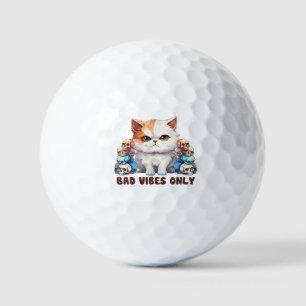 Bad Vibes Only – 激しい猫とスカルゴシックデザイン ゴルフボール