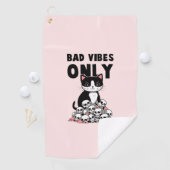Bad Vibes Only – 猫とスカル ゴルフタオル (インサイチュ)